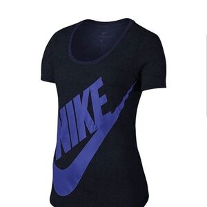 The Nike Tee Athletic Fit Vintage Large Swoosh Logo Blue /Purplish Size Large